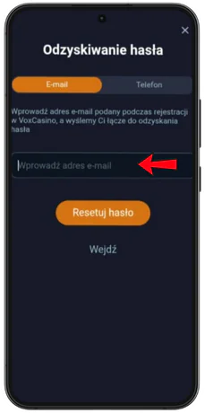 Vox Odzyskiwanie hasła